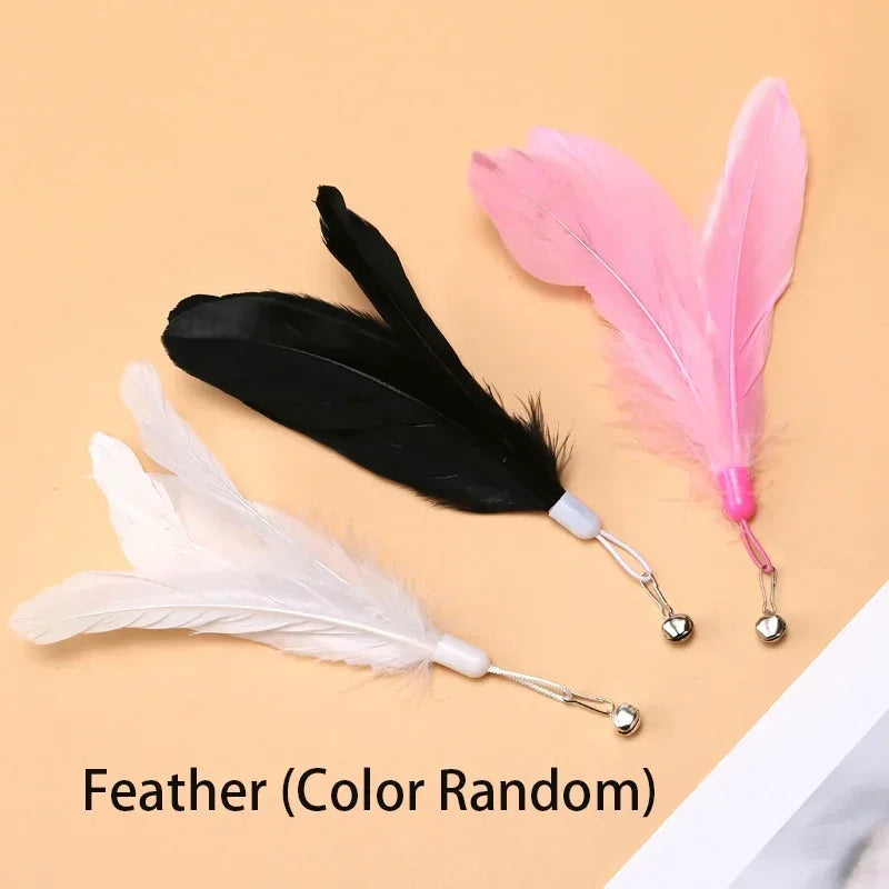 Feather Interactive Cat Toy Powerful Suction Cup Handfree Cat teasing Stick Kitten Playing Toy Wand  Products For Cats