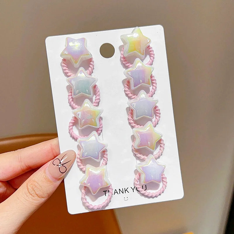 10PCS Cute Hair Ropes Set for Girls Elastic Rubber Bands Ponytail Headwear Hair Accessories Ropes Headwear Korean Styling Tools