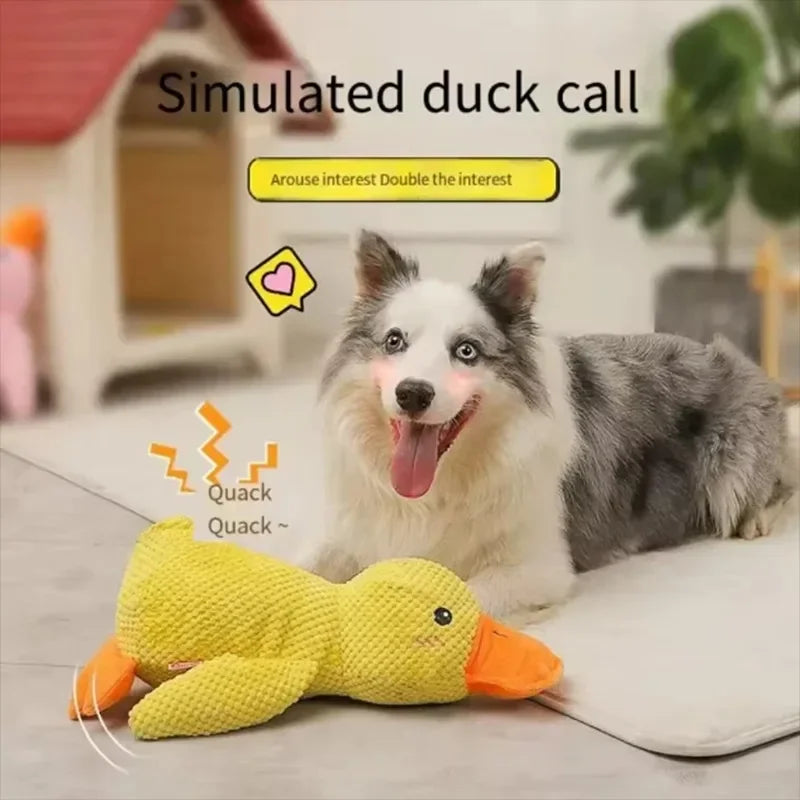 Resistant Grinding Dog Toy Interactive Entertainment Pet Plush Toy Durable Bite Proof Chew Stress Relief Squeaky Duck Design