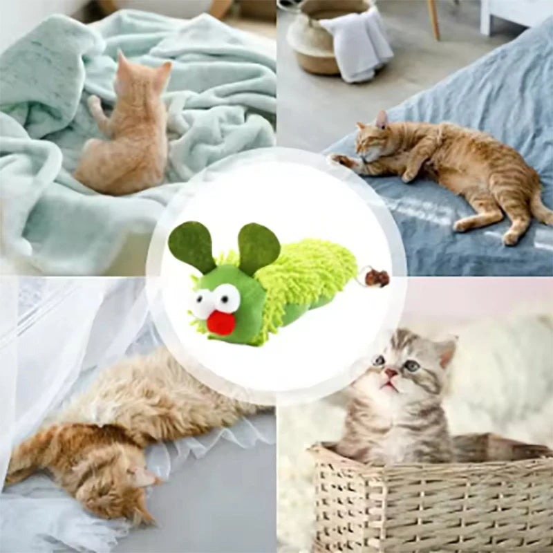 Pet plush toys cat self entertainment toys durable and bite resistant caterpillar plush toys suitable for cats to play at home