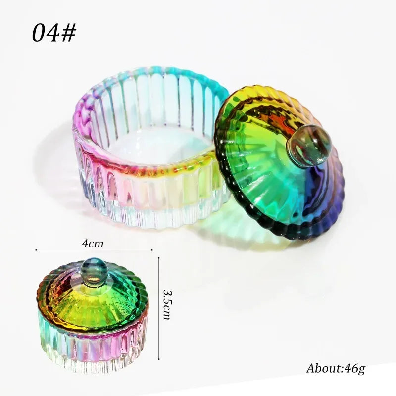 Acrylic Powder Liquid Crystal Glass Cup Aurora Colorful Cup Nail Brush Washing Mug Nail Art Tools Liquid Powders for Mixing Bowl