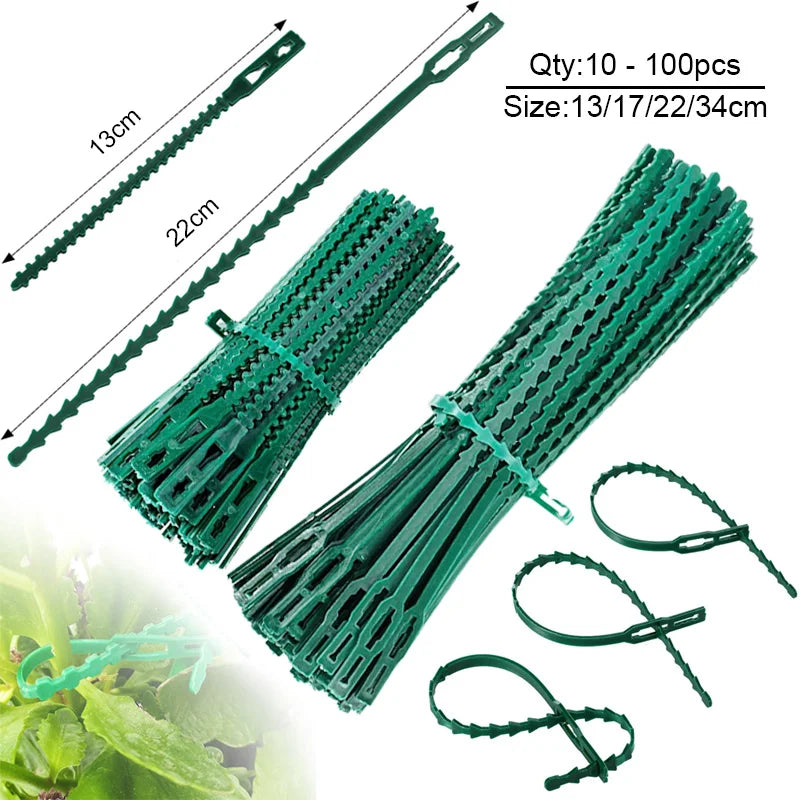 10-100pc Adjustable Plant Ties Flexible Garden Plant Ties Green Multi-Function Sturdy Garden Plant Twist Tie Plastic Garden Ties