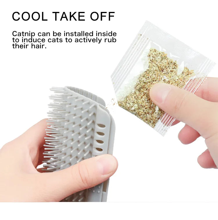 Cat Brush Comb Cat Toy with Catnip Cat Wall Brush Corner Cat Scratcher Massage Self Groomer Comb Pet Brush Corner cat scrubber