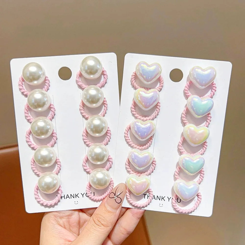 10PCS Cute Hair Ropes Set for Girls Elastic Rubber Bands Ponytail Headwear Hair Accessories Ropes Headwear Korean Styling Tools