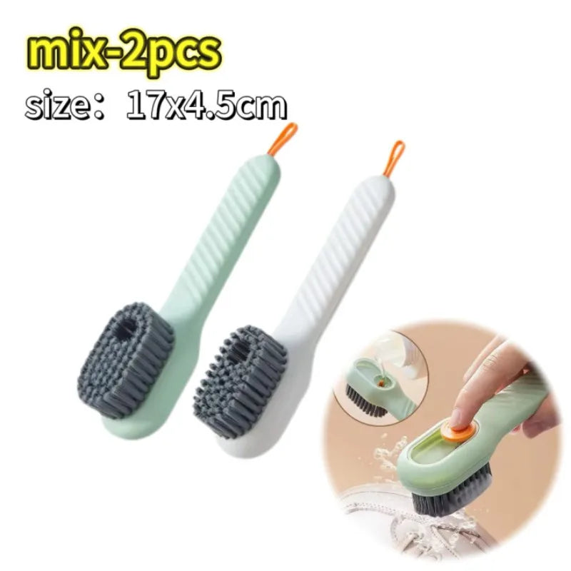 Multifunction Cleaning Shoe Brush Soft Automatic Liquid Shoe Brush Long Handle Clothes Soap Brush with Hook Clean Tool