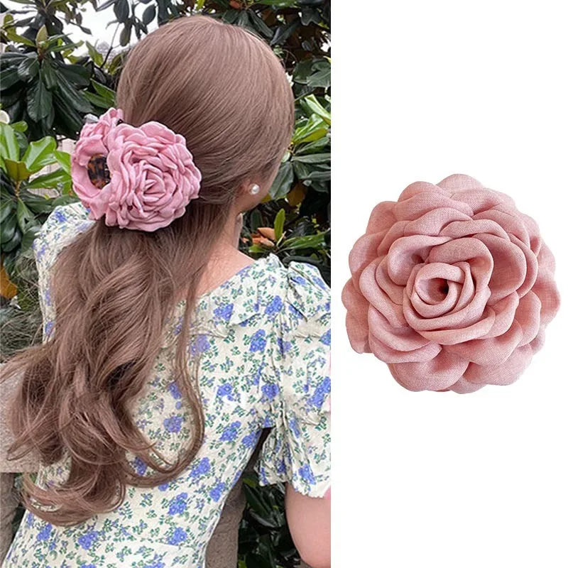 Fabric Rose Flower Hair Claw Clips For Women Girls Hair Clip Barrette Hairpins Hair Clamps Headwear Hair Accessories Gift