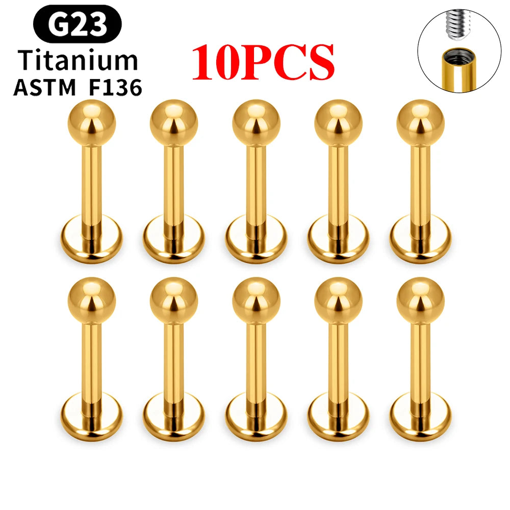 G23 Ttianium Piercing Labret Lip Stud Ring CZ 16G Internal Thread Stud Earring Ear Tragus Cartilage Helix Daith Jewelry