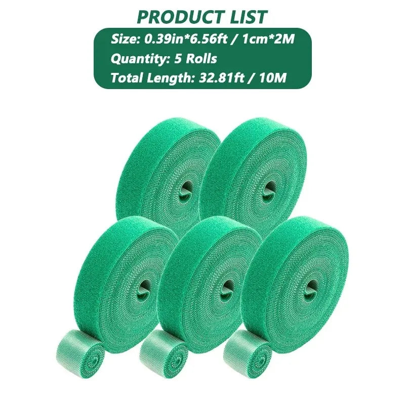 Tutors for Plants Self-adhesive Plant Nylon Cable Tying Climbing Plant Support Green Fastener Tape Reusable Care Garden Supplies