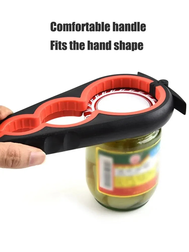 Multi Functional Can Opener Four In One Beverage Bottle Opener Cap Twister Four Position Can Opener Anti Slip Cap Twister