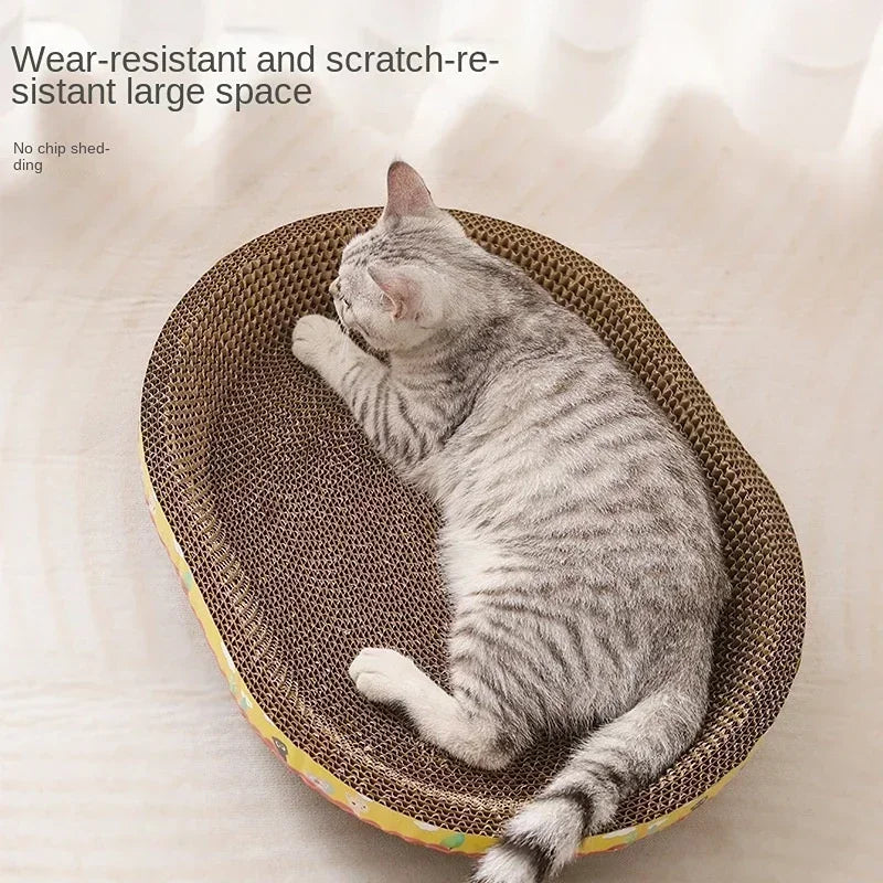 Pet Bed for Cat Supplies Claw Grinding Toys for Cats Oval Corrugated Paper Protective Furniture Cat Scratching Board Accessories
