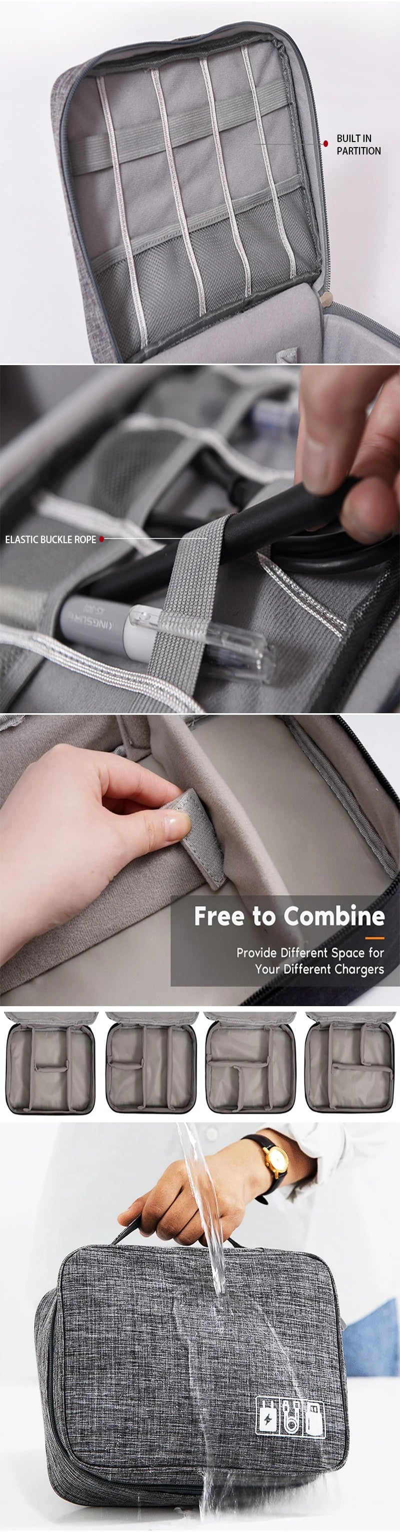 Multi-functional Large Capacity Cable StorageBag Waterproof  USB Data Line Charger Headphone StorageBag Travel cable storage Bag