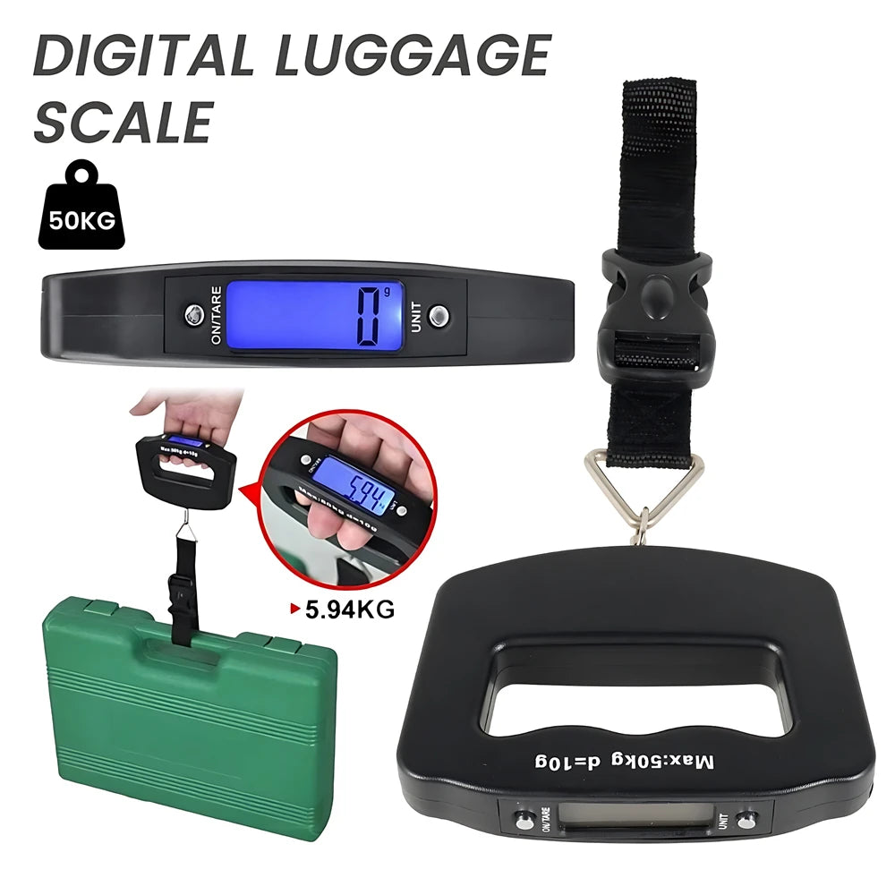50kg/10g Digital Luggage Scale Electronic Portable Suitcase Travel Weighs with Backlight Electronic Travel Hanging Scales