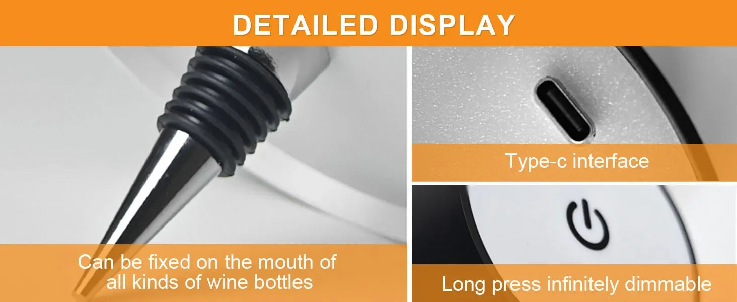Wireless Table Lamp For Wine Bottles LED Bottle Light For Outdoor Use Touch Control Ideal For Restaurants Bars Festival Party