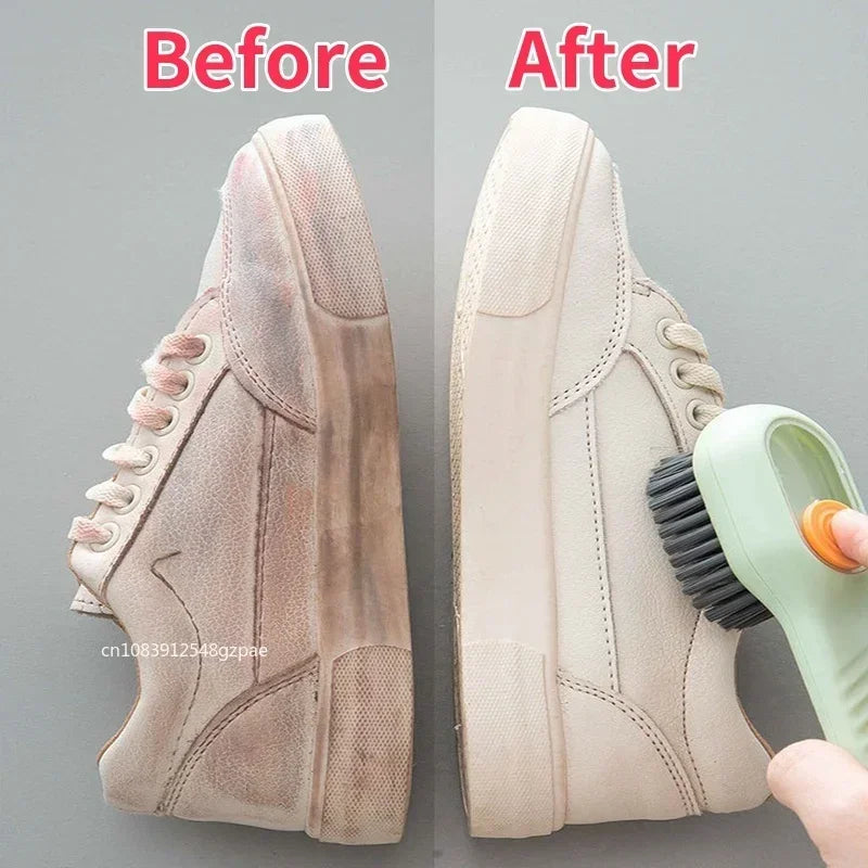 Multifunction Cleaning Shoe Brush Soft Automatic Liquid Shoe Brush Long Handle Clothes Soap Brush with Hook Clean Tool