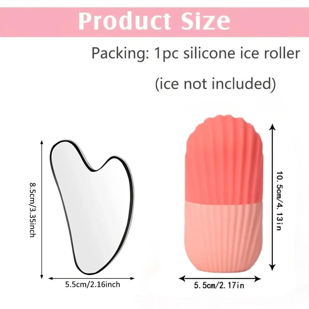 Ice Face Roller Stainless Steel Gua Sha Board Set Facial Massager Face Massage Roller Face Lifting Beauty Skin Care Tools