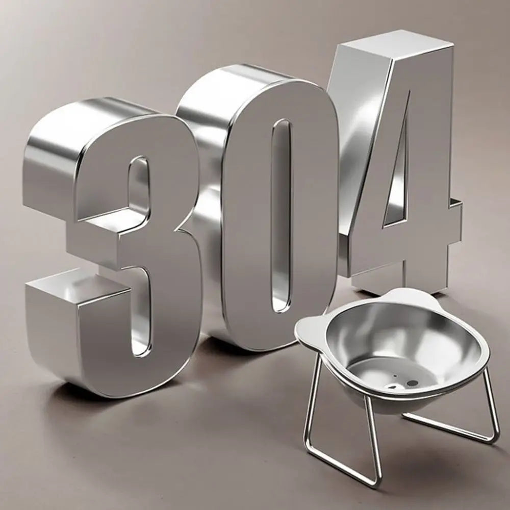 15 Degree Inclined Stainless Steel Cat Bowl Detachable Anti Overturning Elevated Cat Water Bowl Neck Protection Anti-flip