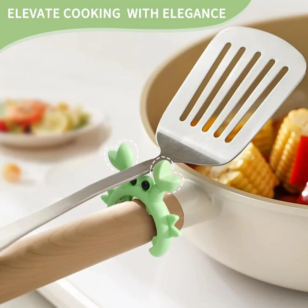 6/1PCS Small Crab Spatula Holder Anti Scalding Overflow Silicone Pot Clip Spoon Holder Clip Universal Shovel Rack Kitchen Gadget