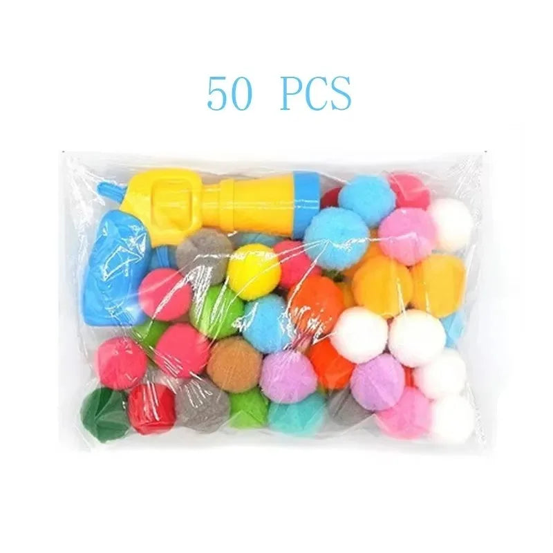 Cat Toys Interactive Launch Training Toy for Pet Kitten Creative Mini Shooting Gun Games Stretch Plush Ball Toys Pet Supplies