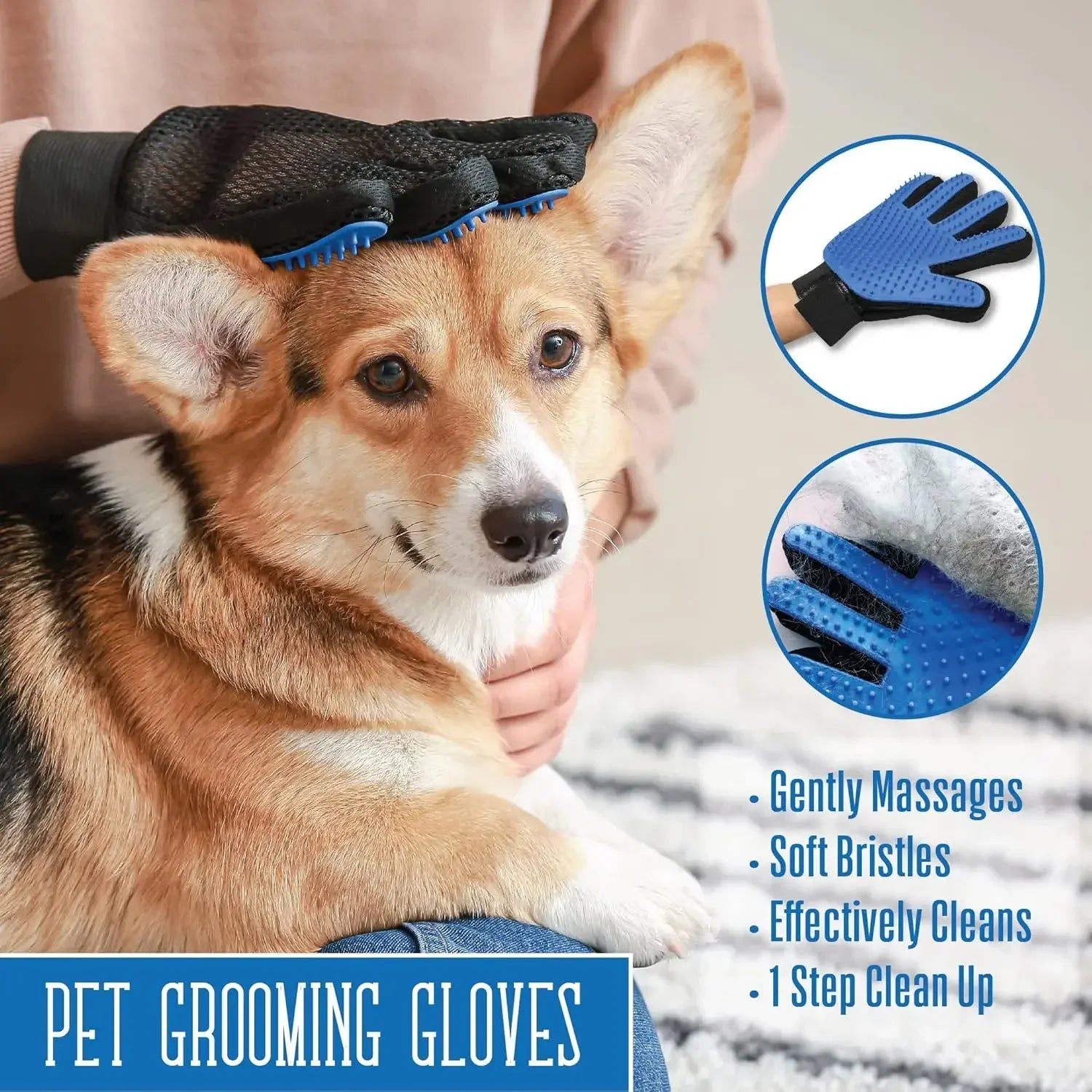 1/2PCS Gentle Pet Deshedding Glove 2-in-1 Bath Brush Massager Soft Silicone Tips for Dogs And Cats During Grooming Washing
