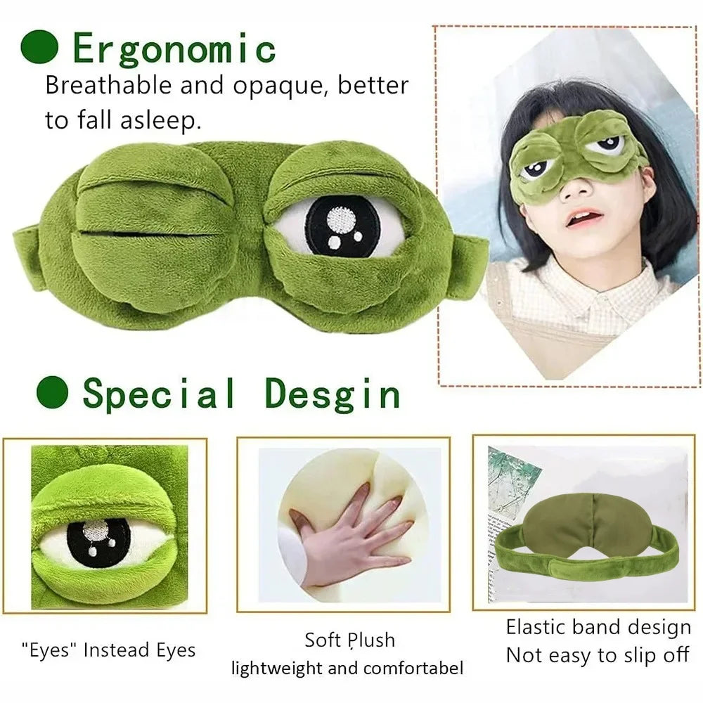 New 3D Frog Sleep Mask Natural Sleeping Eyeshade Cover Shade Eye Patch Women Men Soft Portable Blindfold Travel Eyepatch