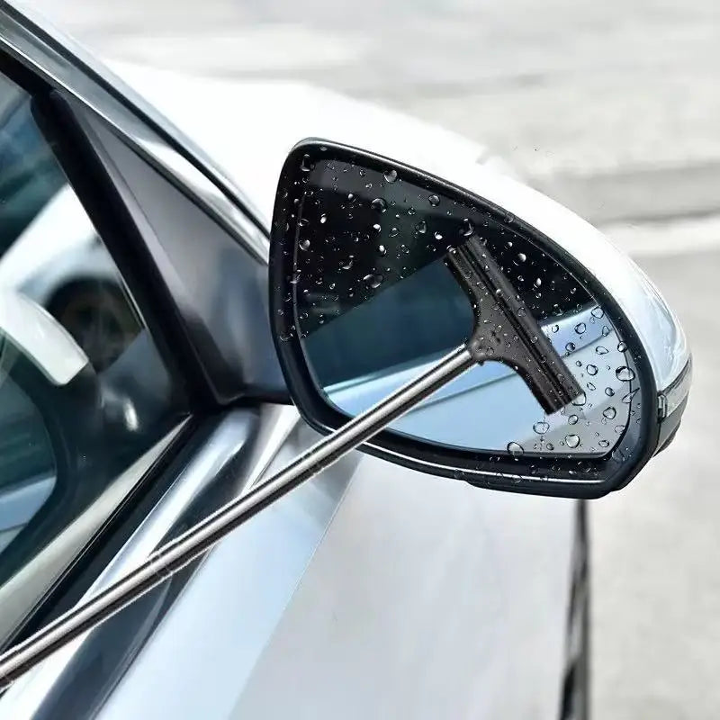 Car Rearview Mirror Wiper Telescopic Handle Car Rearview Mirror Wiper Durable Stainless Auto Glass Cleaning Tools Cleaning Brush