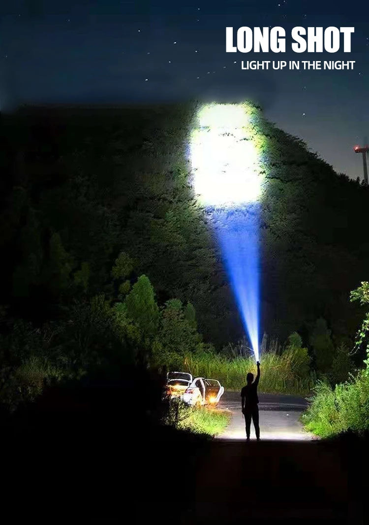 5LED High Power Led Flashlights Rechargeable Camping Spotlight with Side Light 3 Lighting Modes for Camping Adventure Outdoor