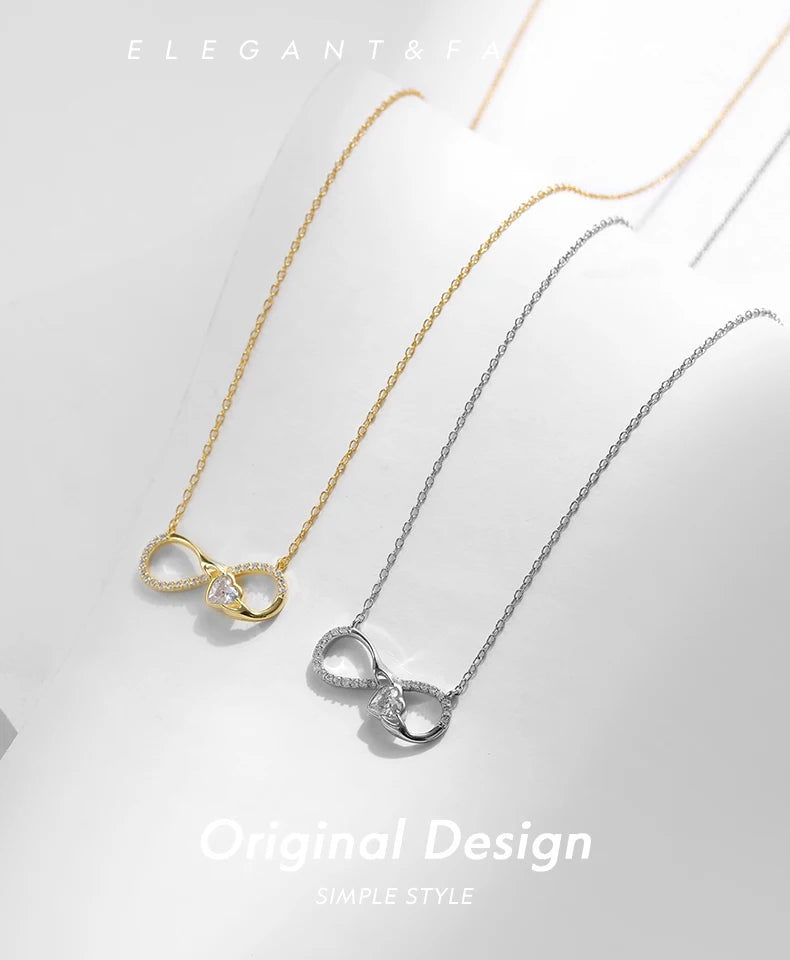 MODIAN 925 Sterling Silver Infinite Love Necklace Romantic Embrace Heart Pendant Link Chain For Women Anniversary Jewelry Gifts