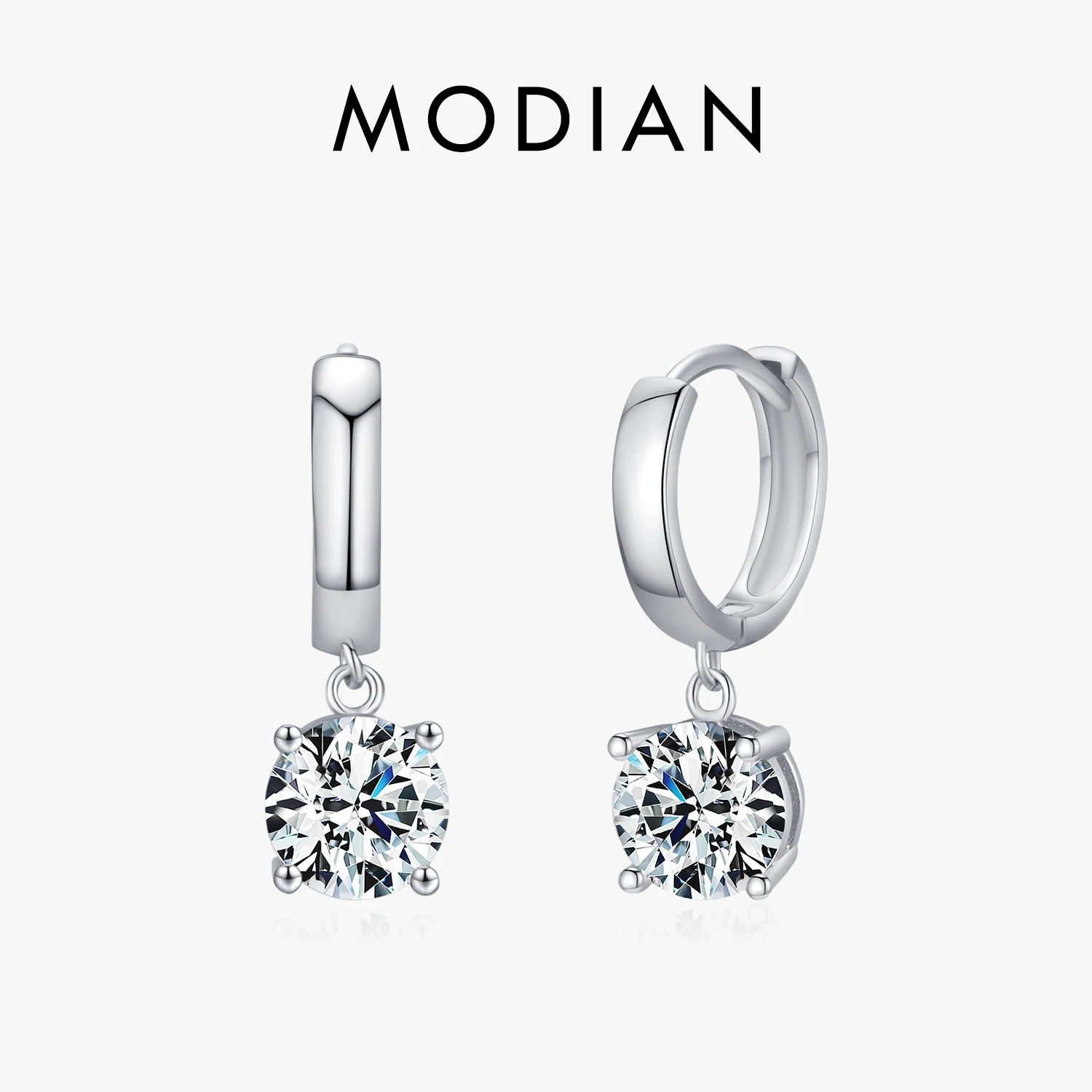MODIAN D Color Moissanite Hoop Earrings Lab Created Diamond For Women 925 Sterling Silver Wedding Fine Jewelry Gift