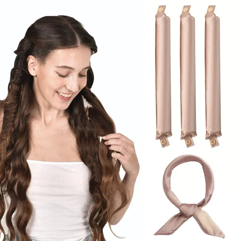 No Heat Hair Rollers Heatless Hair Curler Curling Rod Headband Satin Lazy Curls Soft Curlers Sleeping Flexi Rods Styling Tools