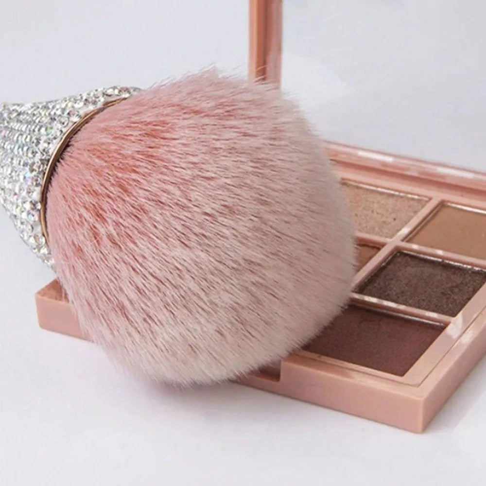 1pc Flat Arched Foundation Brush Whole Body Is Encrusted with Rhinestones Synthetic Hair Professional Powder Brush Makeup Tool