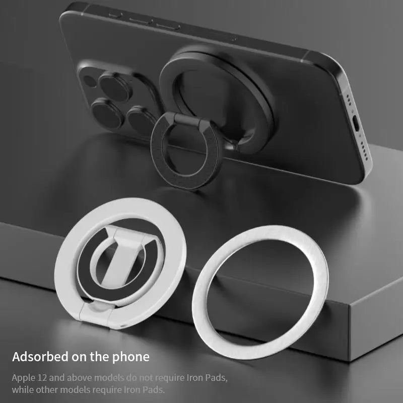 Double Sided Magnetic Phone Ring Holder For IPhone Samsung Foldable Stand For Apple MagSafe Compatible Mobile Phone Accessories