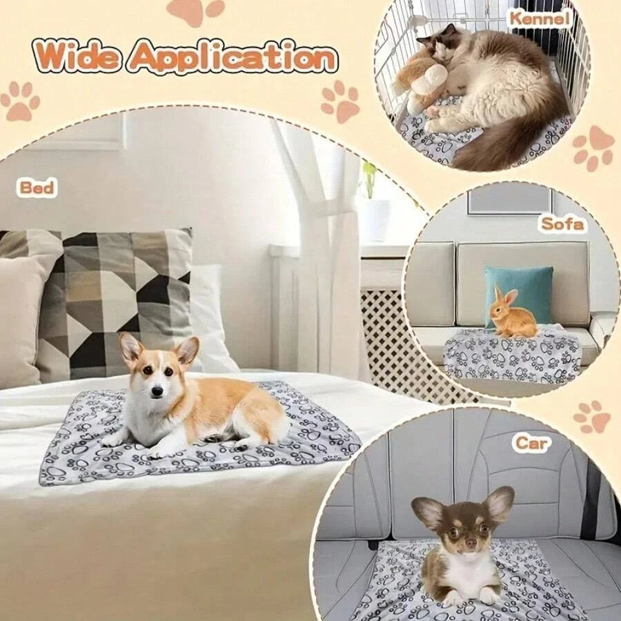 Cat and Dog Pet Blanket Calming Blanket Fluffy Pet Blanket Super Soft Warm Comfort Blanket Cute Pattern Washable Puppy Fur