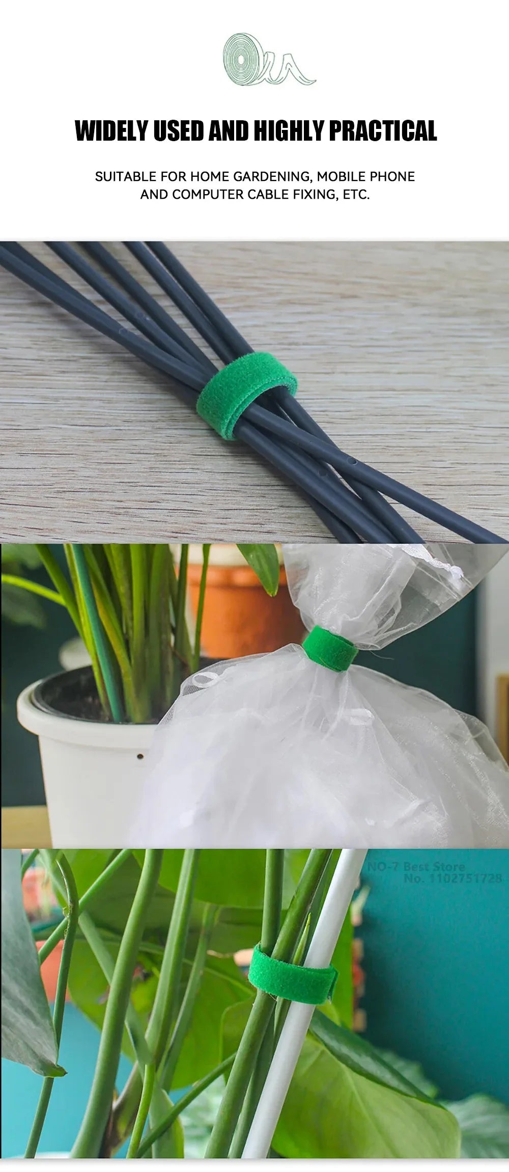 Tutors for Plants Self-adhesive Plant Nylon Cable Tying Climbing Plant Support Green Fastener Tape Reusable Care Garden Supplies