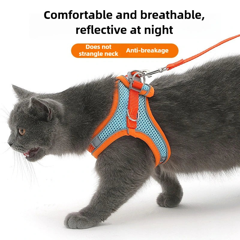 Pet Things Accessories Cute Adjustable  Collar and Leash Set for Walking Safe Reflective Soft Comfortable Vest For Small Medium Dog Cat Pet