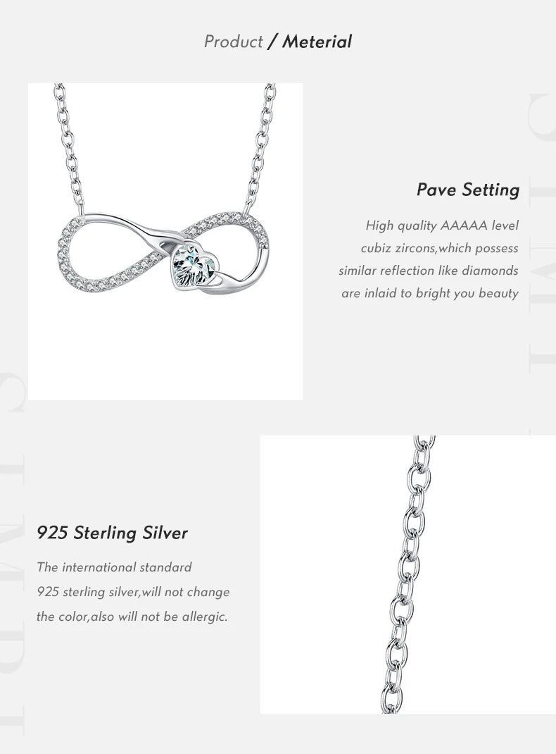 MODIAN 925 Sterling Silver Infinite Love Necklace Romantic Embrace Heart Pendant Link Chain For Women Anniversary Jewelry Gifts