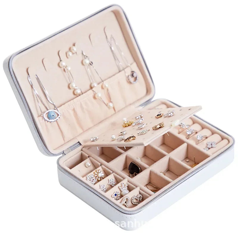 Jewelry Organizer Display Travel Jewelry Case Boxes Portable Jewelry Box Leather Storage Case