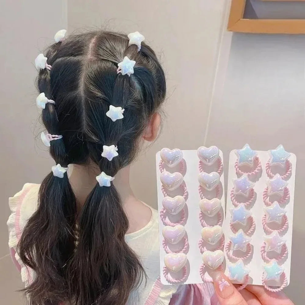 10PCS Cute Hair Ropes Set for Girls Elastic Rubber Bands Ponytail Headwear Hair Accessories Ropes Headwear Korean Styling Tools
