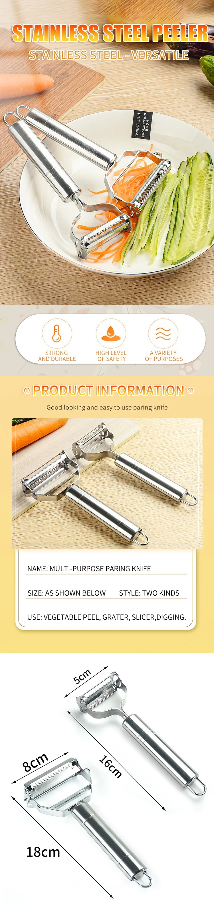Stainless Steel Multi-function Peeler Slicer Vegetable Fruit Potato Cucumber Grater Portable Kitchen Accessories Tool