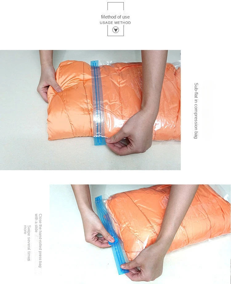 Travel Roll-up Compression Bag Vacuum Bags for Storing Clothes Save 75% of Storage Space No Air Pump Required Pack Vacuum Home