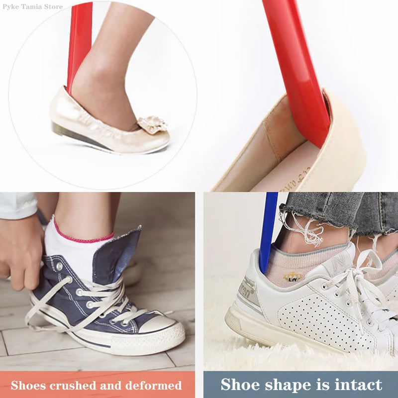 Extra Long Shoe Puller Shoehorn Black Plastic Shoe Horn Lazy Shoe Lifter Flexible Shoes Accessory for Pregnant Backache Elderly