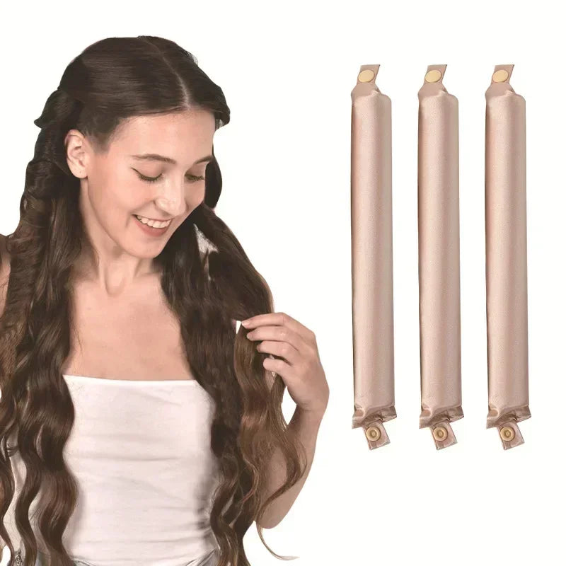No Heat Hair Rollers Heatless Hair Curler Curling Rod Headband Satin Lazy Curls Soft Curlers Sleeping Flexi Rods Styling Tools