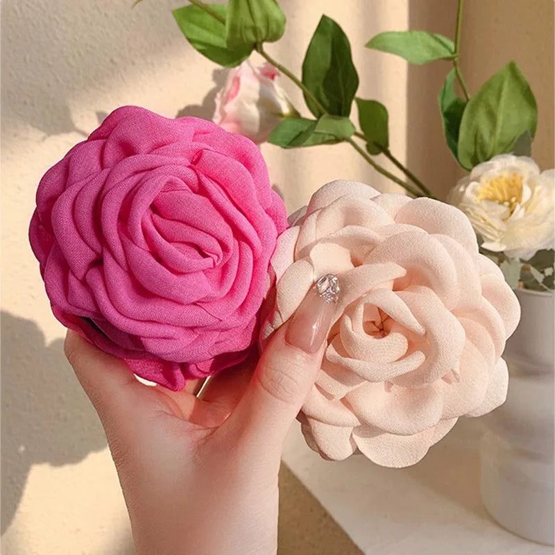 Fabric Rose Flower Hair Claw Clips For Women Girls Hair Clip Barrette Hairpins Hair Clamps Headwear Hair Accessories Gift