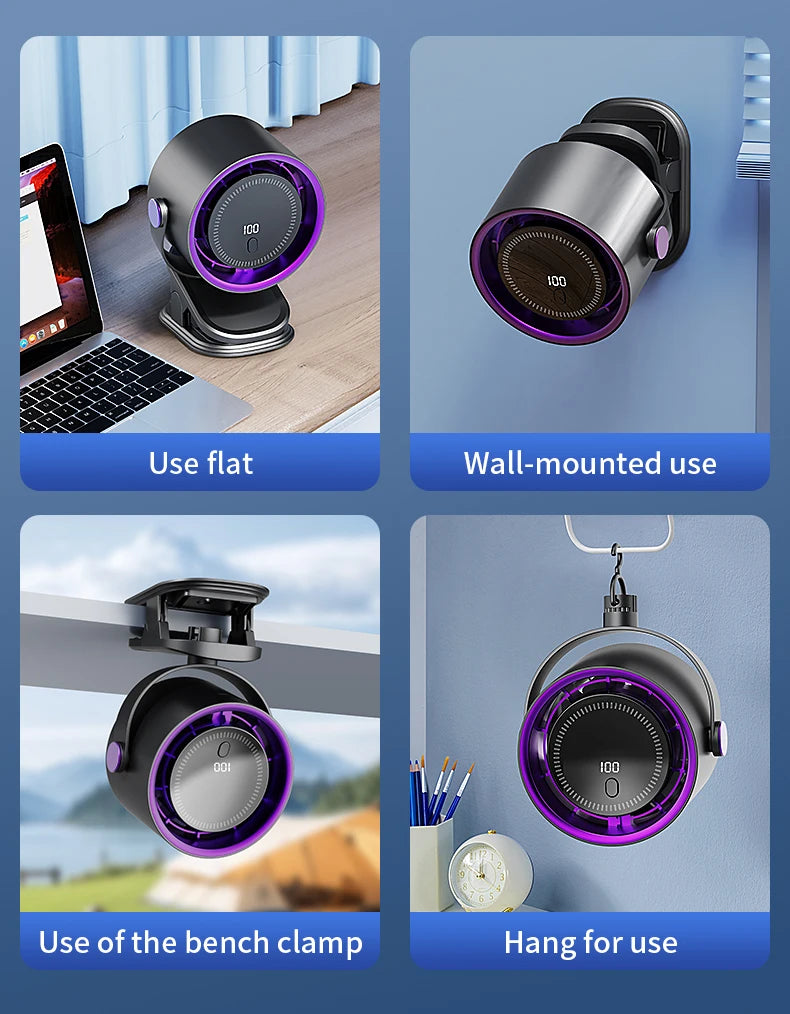 Multi-functional Circulating Fan With Clip 3-in-1 Turbo Fan Electric High-speed Clip Fan 100 levels of free adjustment Mini Fan