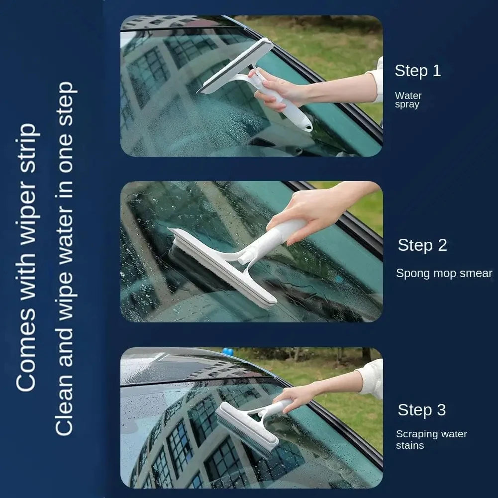 Household Multifunctional Glass Wiper With Watering Can Glass Cleaning Tool 3-In-1 Mirrors Glass Scraper Motorcar Window Scraper