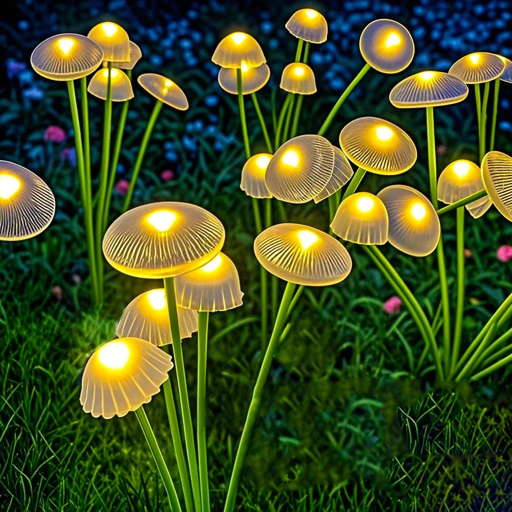 Solar Garden Lights Outdoor LED Solar Mushroom Lights Waterproof Decor Yard Patio Pathway Jellyfish for Garden Ambiance