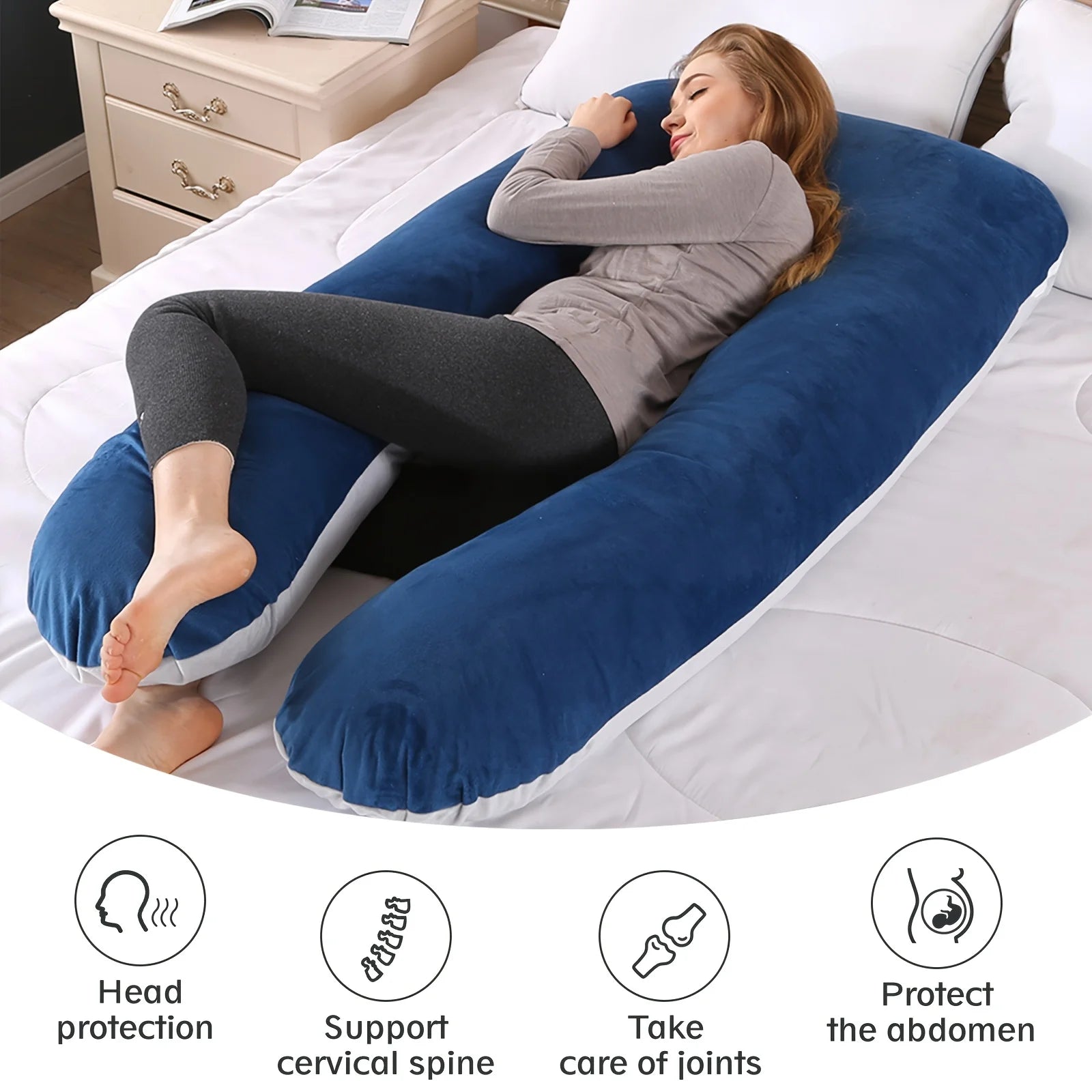 New U-Shaped Extra Large Pregnancy & Adult Luxury Full-Body Maternity Sleep Pillow, Ideal for Side Sleepers