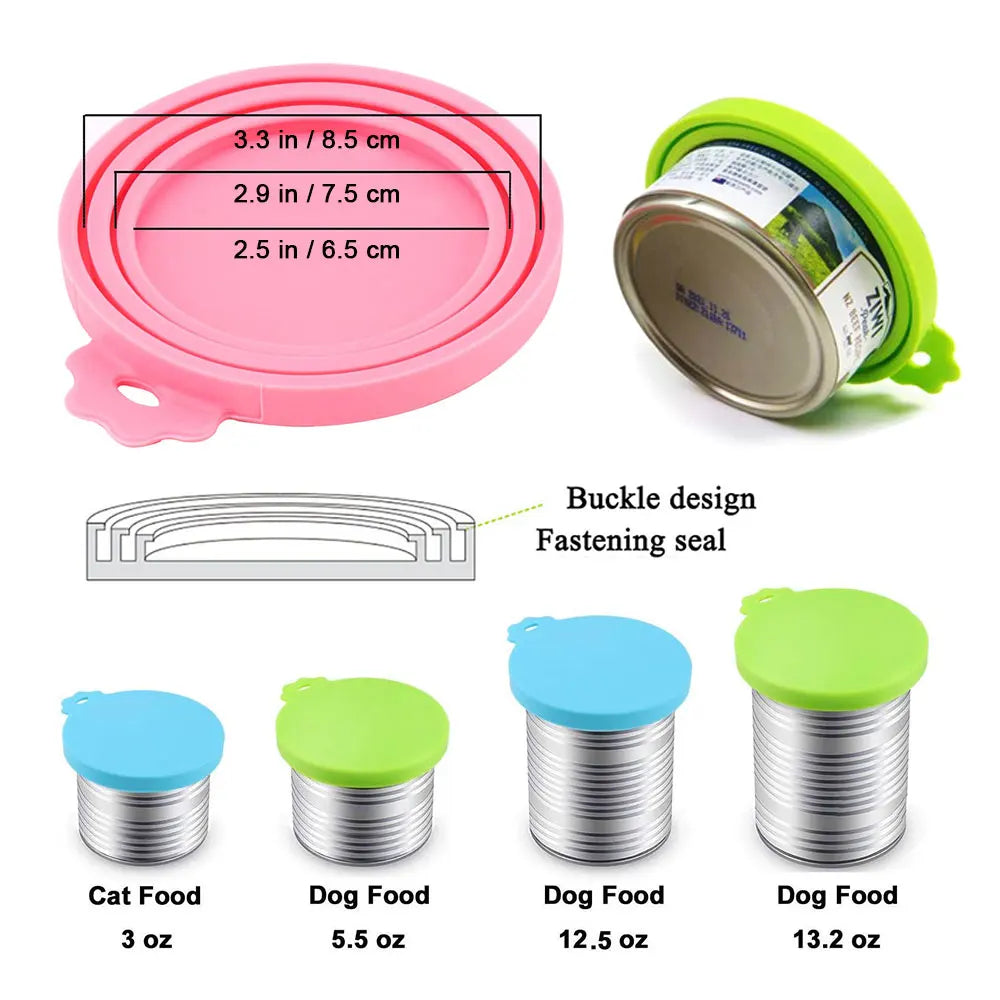 Silicone World Silicone Canned Lid 3 In 1 Reusable Food Storage Keep Fresh Cover Cans Cap Pet Can Box Cover Silicone Can Lid