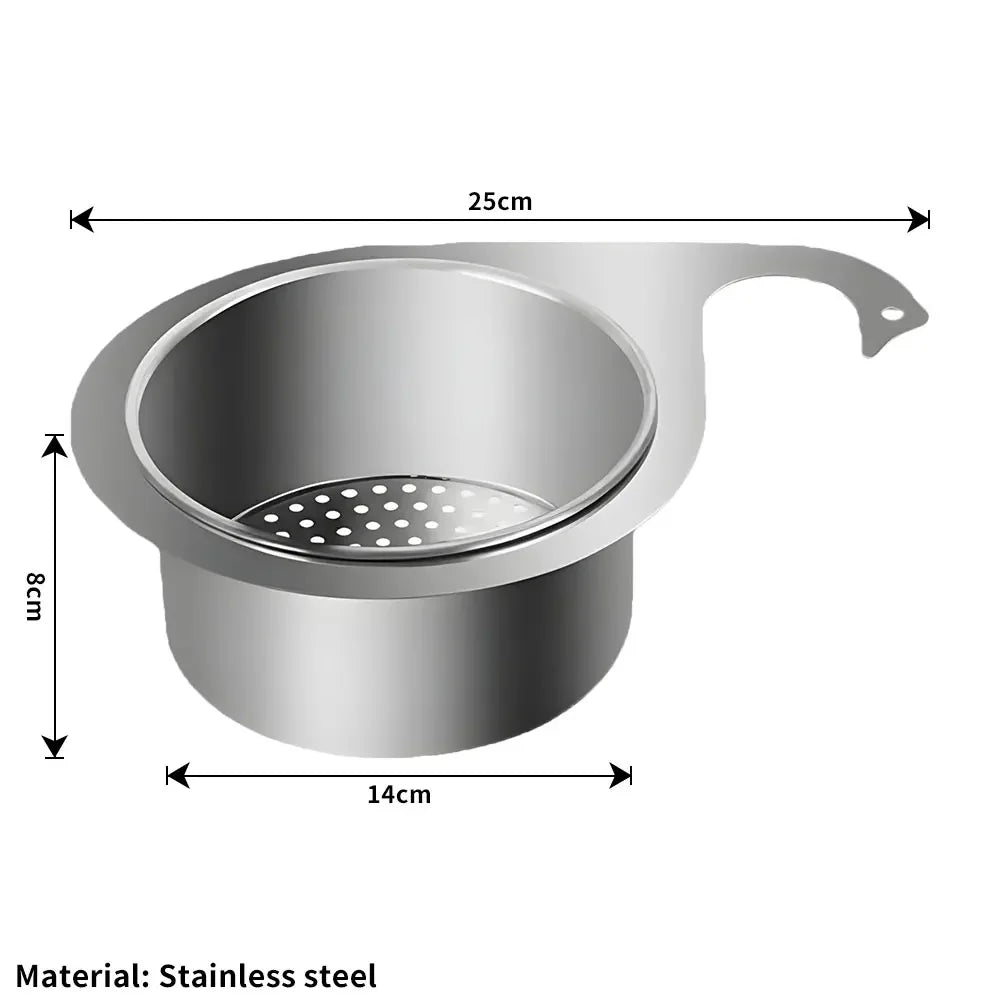 Stainless Steel Swan Sink Strainer Basket Removable Goosehead Storage Drainage Basket Goosehead Hanging Wet & Dry Drainage Racks
