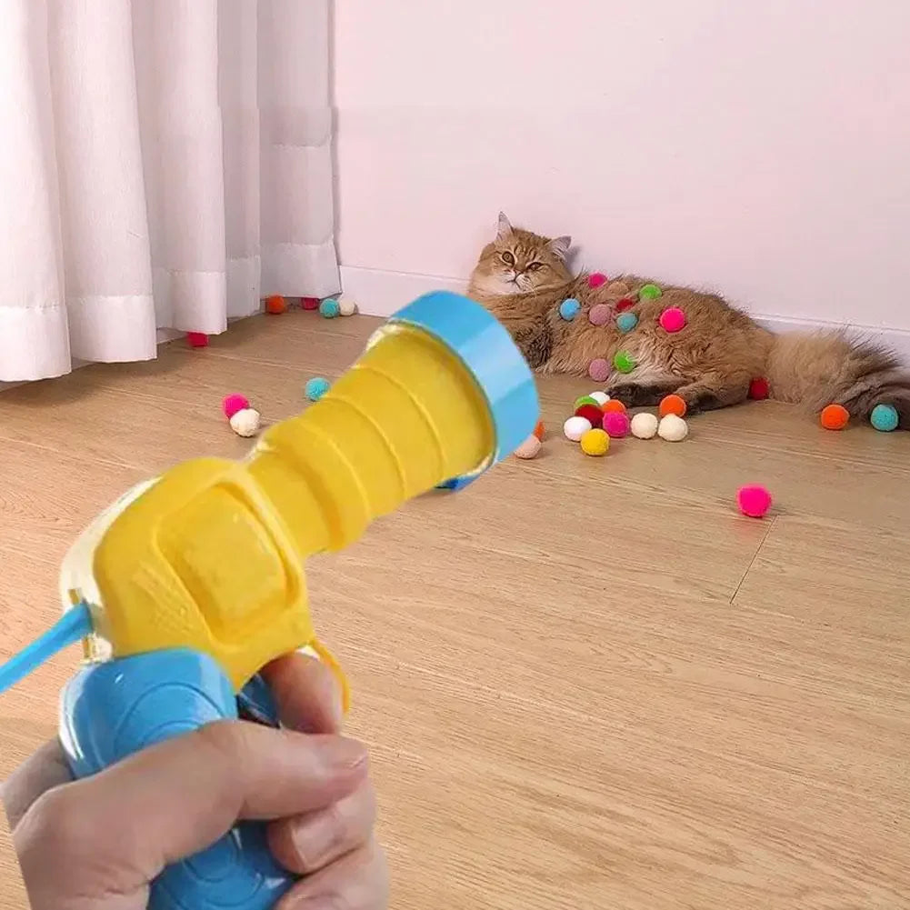 Cat toy interactive shooting training toy creative mini shooting gun game plush ball toy suitable for cats to play at home