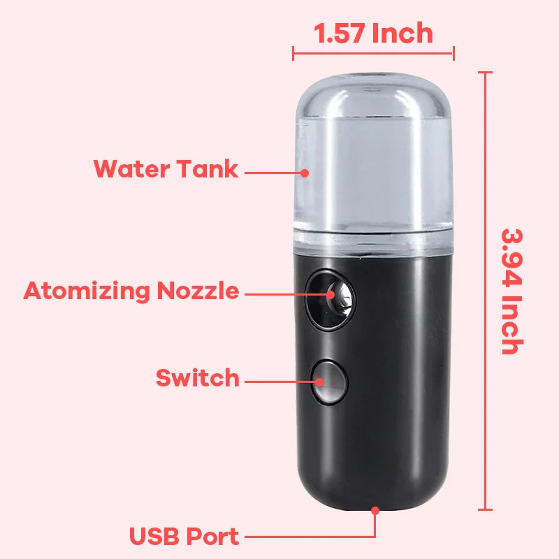Mist Facial Nano Sprayer 30ML Humidifier USB Rechargeable Nebulizer Face Steamer Moisturizing Face Hydrating Skin Care Tools
